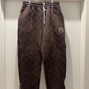 VTG Rocawear Baggy Straight Leg Sweats Large Brown Quilted Zipper Leg